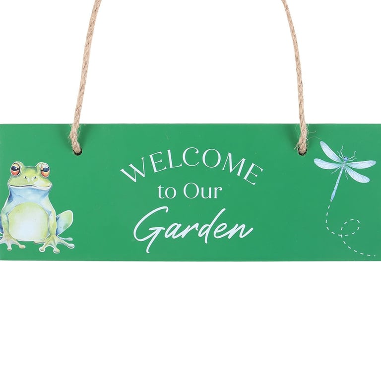 Green Welcome to Our Garden Rustic Hanging Sign