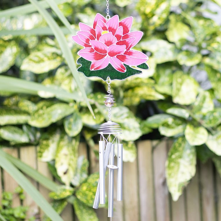 Resin Water Lily Windchime - Garden Decor with Natural Breeze Sound