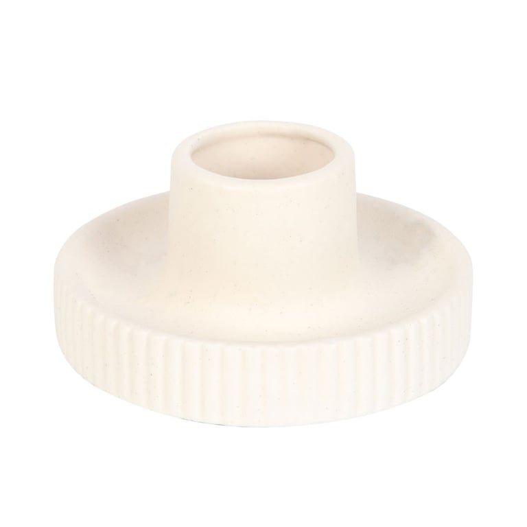 Cream Ribbed Ceramic Smudge Bowl for Spiritual Rituals and Decor