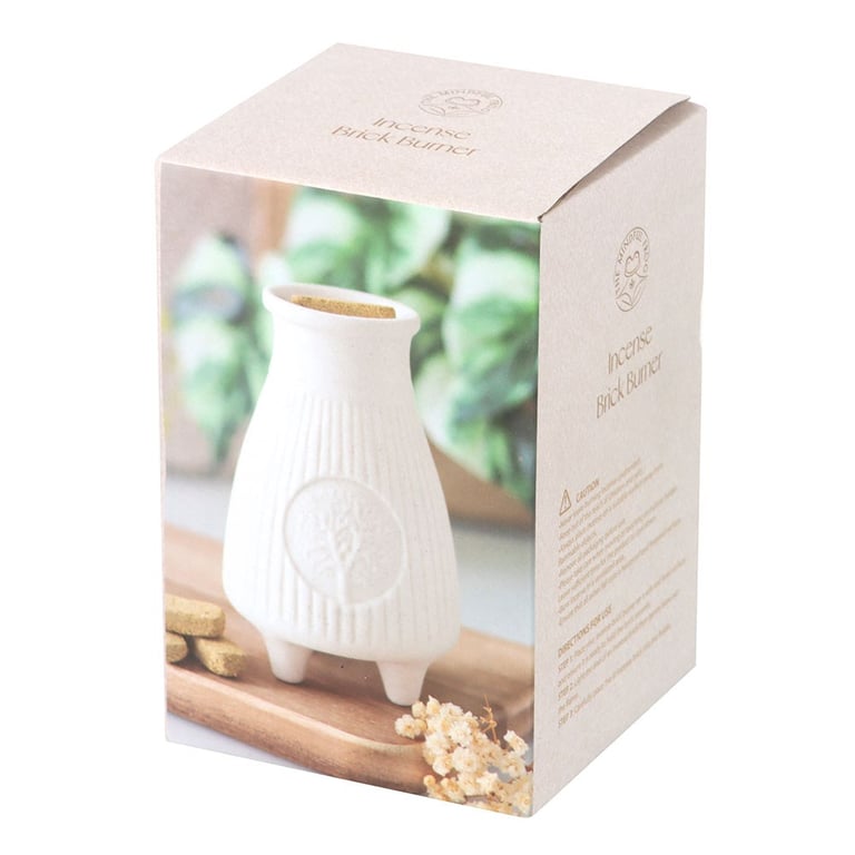 Ceramic Palo Santo Brick Burner with Ribbed Design for Spiritual Purification and Decoration