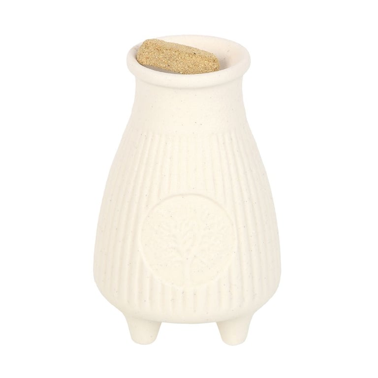 Ceramic Palo Santo Brick Burner with Ribbed Design for Spiritual Purification and Decoration