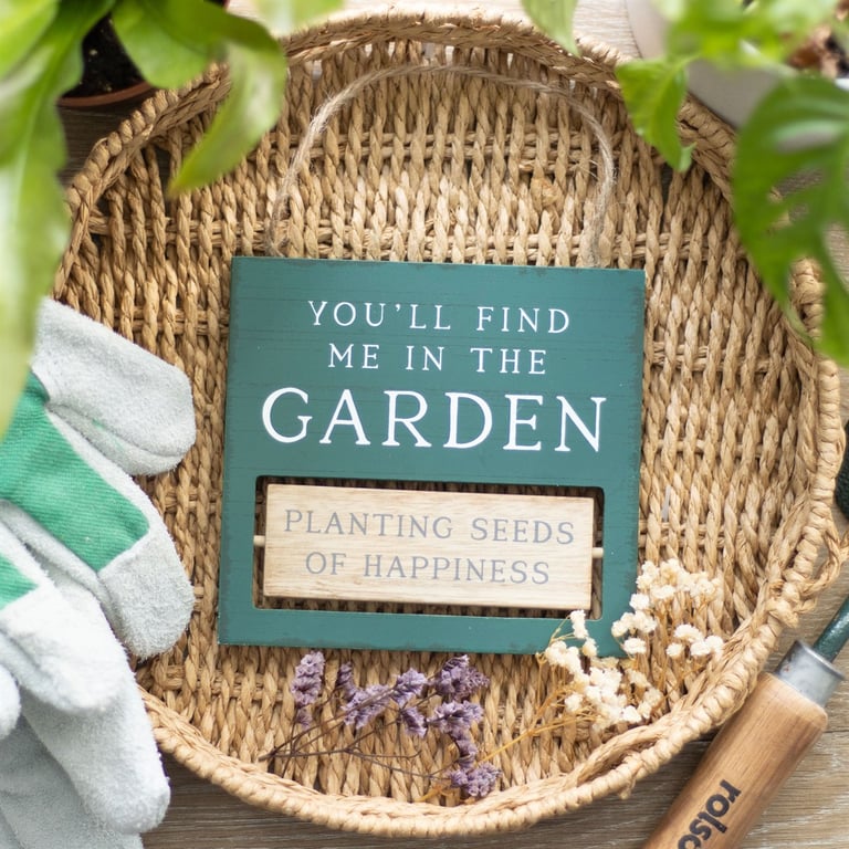 You ll Find Me in the Garden Reversible Hanging Sign - Work Rest Outdoor Decor