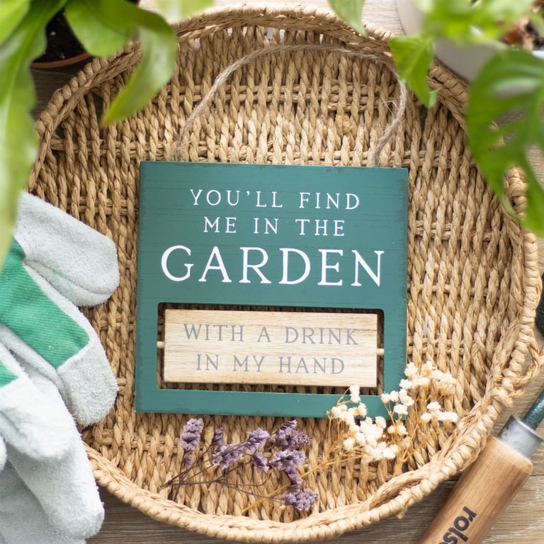 You ll Find Me in the Garden Reversible Hanging Sign - Work Rest Outdoor Decor