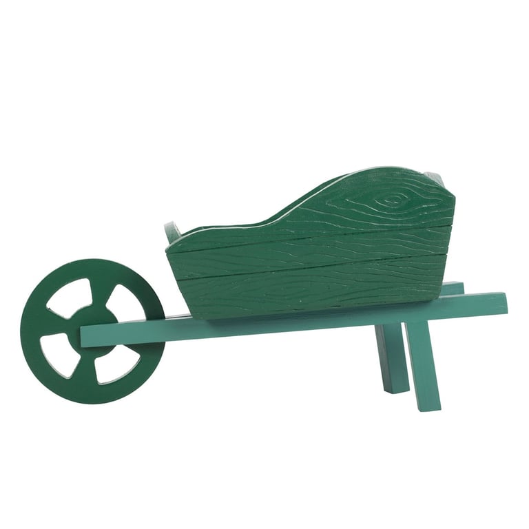 Green Resin Wheelbarrow Planter - Character Garden Accessory for Outdoor Displays