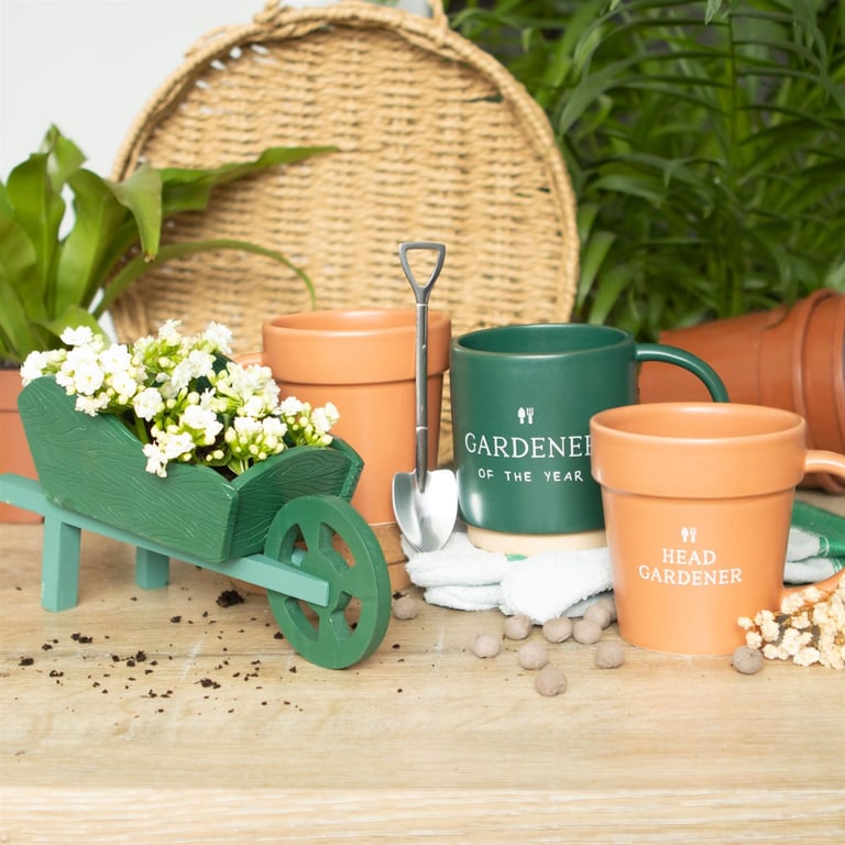 Green Resin Wheelbarrow Planter - Character Garden Accessory for Outdoor Displays