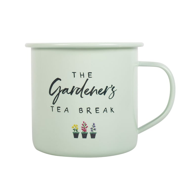 Gardener s Tea Break Enamel Mug - Botanical Illustrations and Durable Design