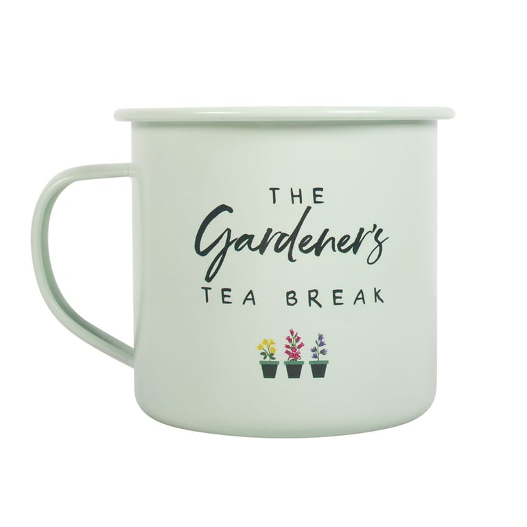Gardener s Tea Break Enamel Mug - Botanical Illustrations and Durable Design