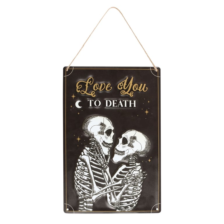 Love You to Death Hanging Metal Sign - Eternal Love Symbol for Lovers