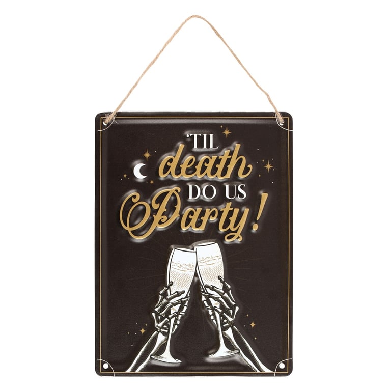 Til Death Do Us Party Hanging Metal Sign - Whimsical Wedding & Anniversary Decoration