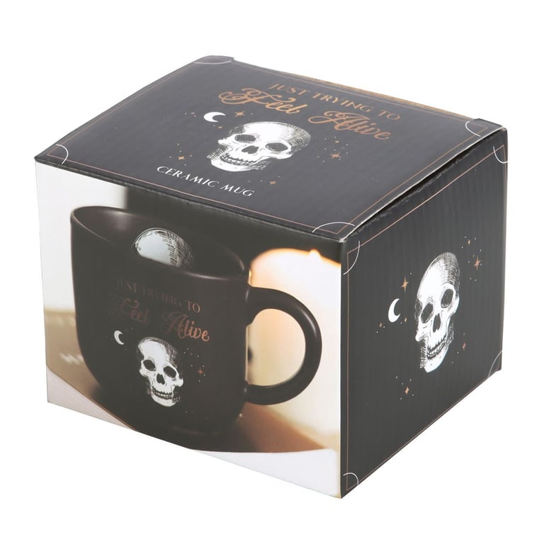 Trying to Feel Alive Coffee Mug - Relatable Skeleton Design Home Decor Must-Have