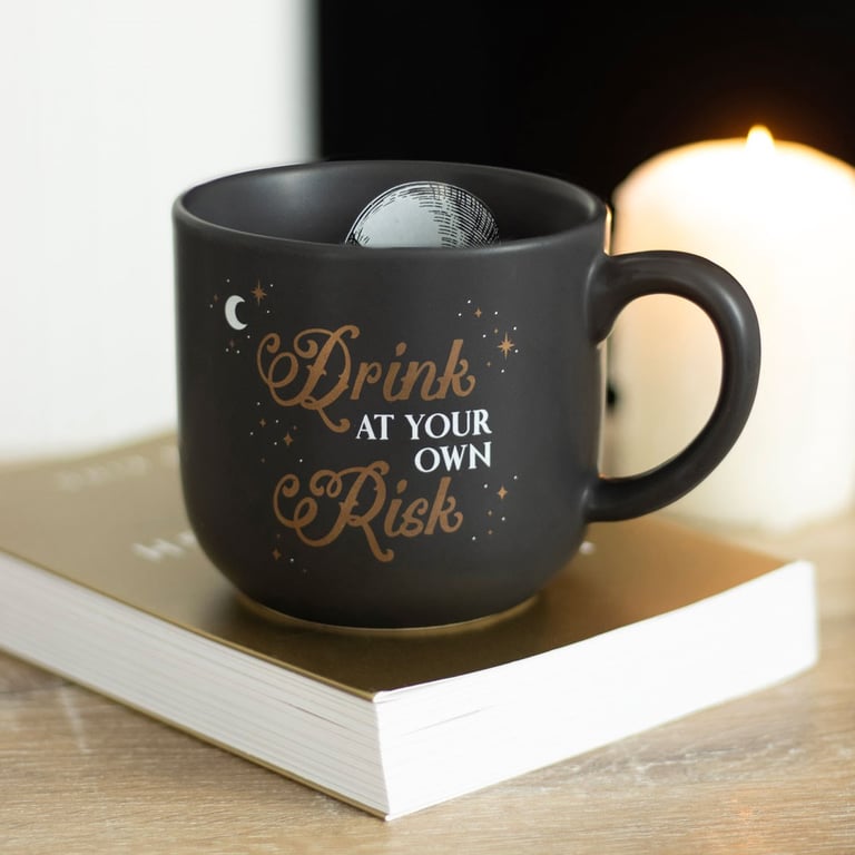 Drink at Your Own Risk Mug - Handwash Only, Not Microwave Safe, Oversized Teacup-Shaped Design Statement Drinkware
