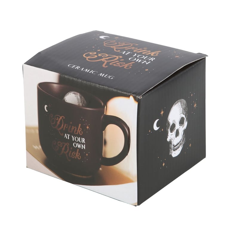 Drink at Your Own Risk Mug - Handwash Only, Not Microwave Safe, Oversized Teacup-Shaped Design Statement Drinkware