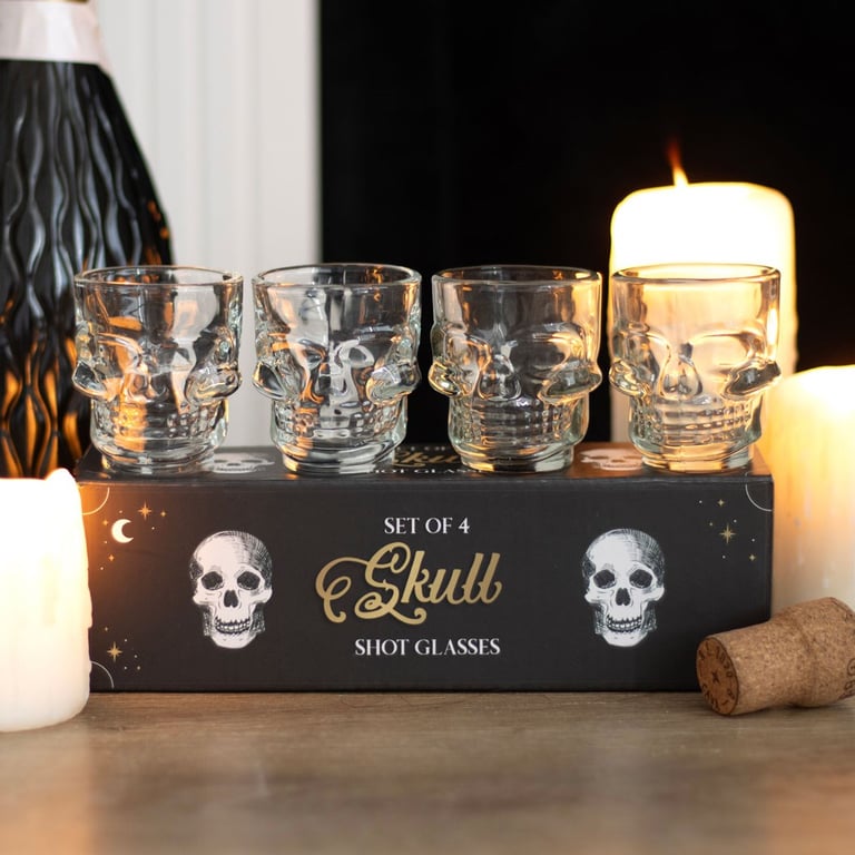 Skull Shot Glasses Set - Unique Barware Handwash Only 60ml Glassware Gift for Friends