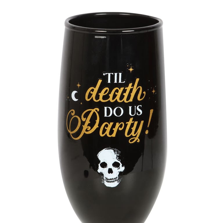 Til Death Do Us Party Black and Gold Champagne Flute Set - Perfect Anniversary Gift