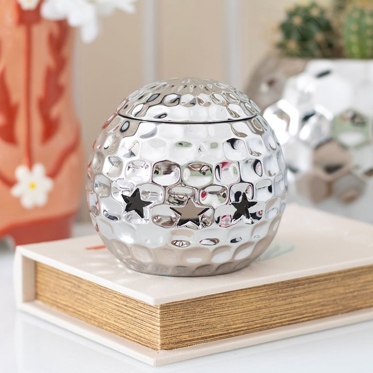 Silver Disco Ball Oil Burner - Add Retro Sparkle to Your Space