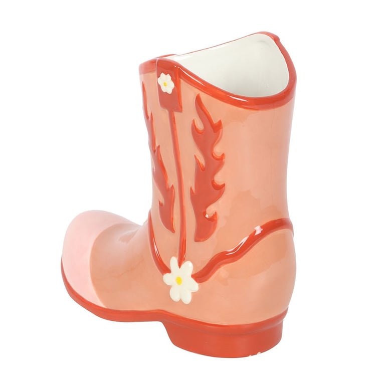 Pink Cowboy Boot Flower Vase - Unique Western Home Decor Accent Piece
