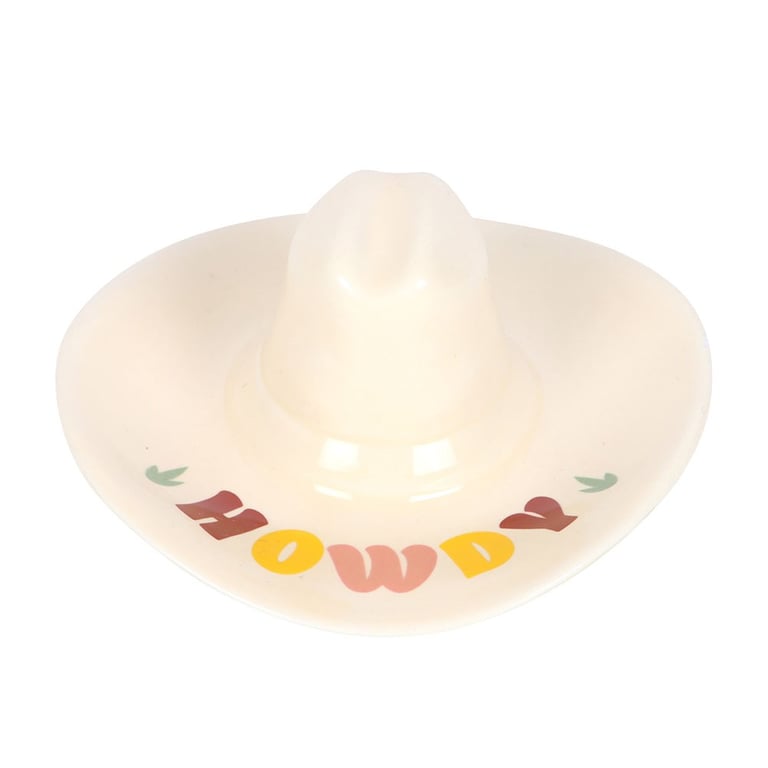 Cowboy Hat Trinket Dish - Rodeo Themed Jewelry Organizer with Howdy Message