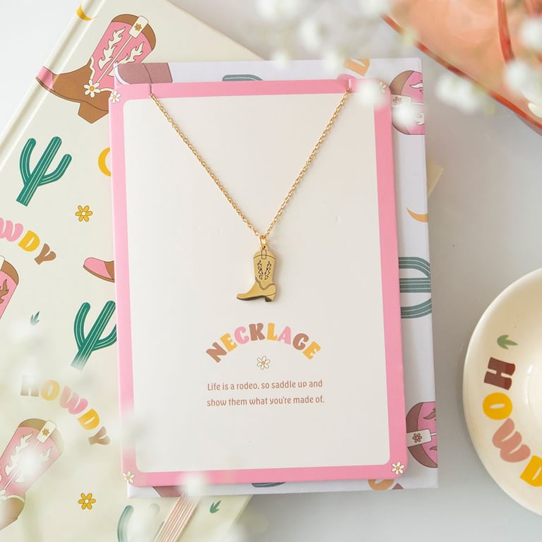 Cowboy Boot Necklace Gift Set - Rodeo Themed Jewelry