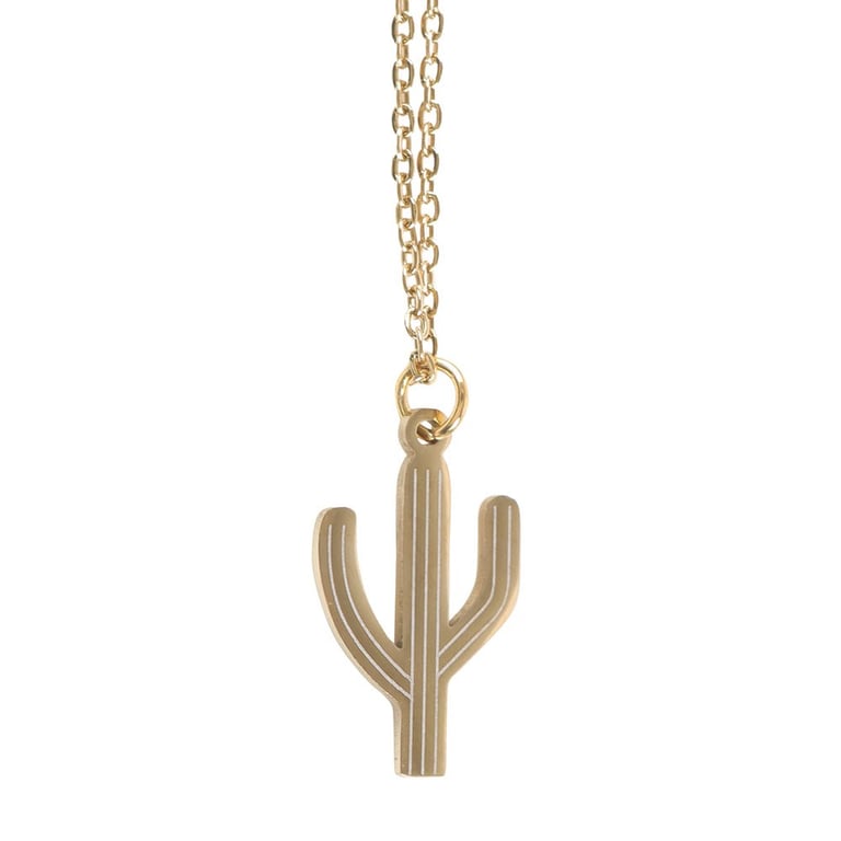 Cactus Necklace - Nickel-Free Stainless Steel with Inspirational Greeting Card