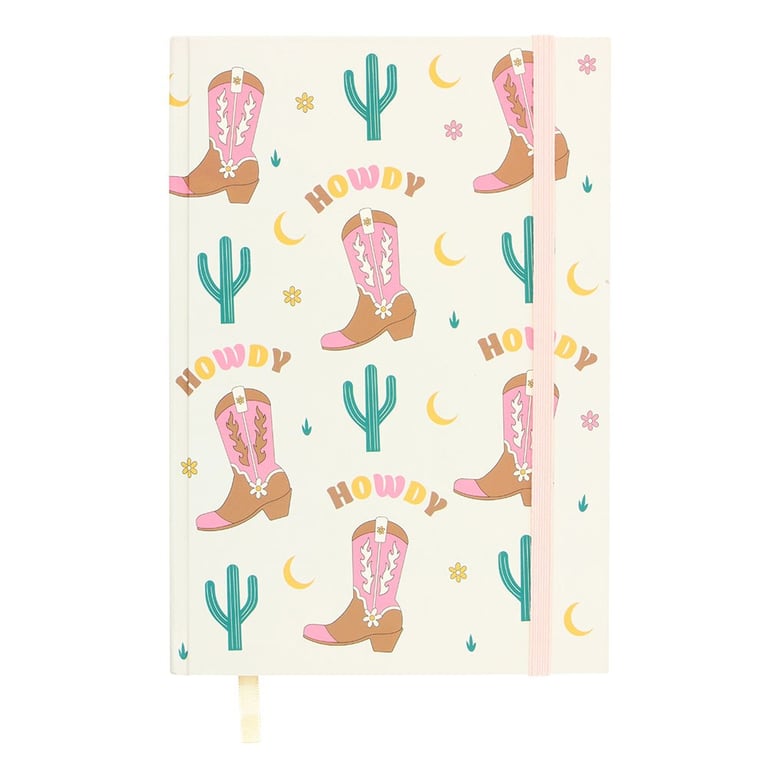 Cowboy Boot Notebook - Western Design & Sticker Sheet, 100 Sheets, 200 Lined Pages