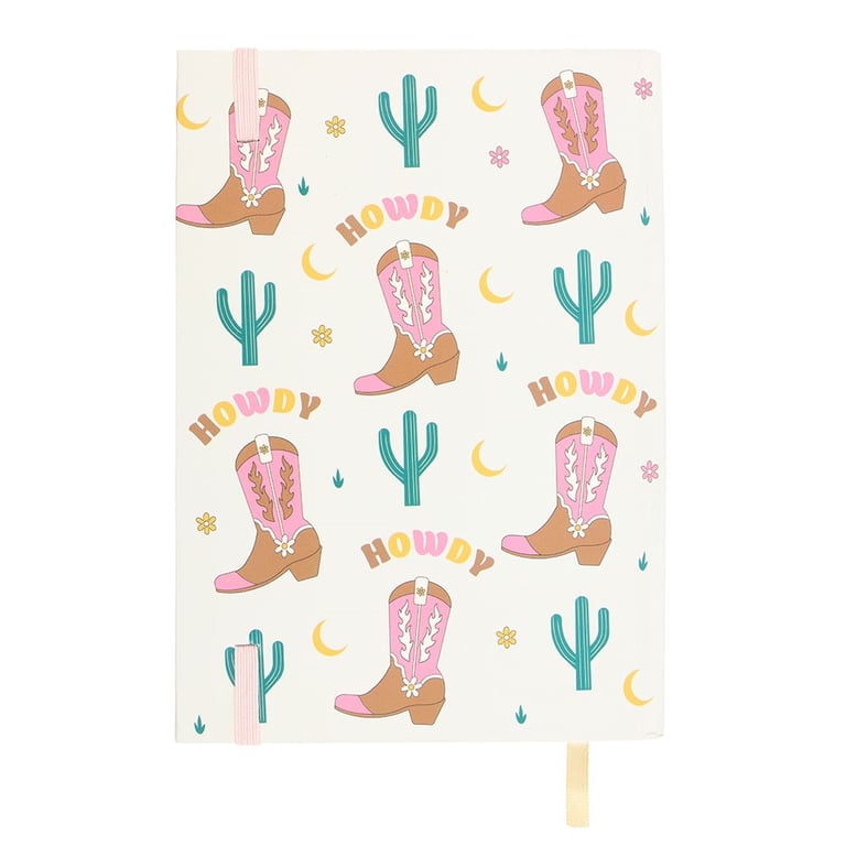 Cowboy Boot Notebook - Western Design & Sticker Sheet, 100 Sheets, 200 Lined Pages