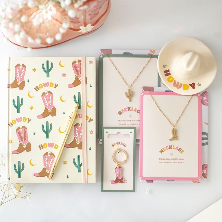 Cowboy Boot Notebook - Western Design & Sticker Sheet, 100 Sheets, 200 Lined Pages