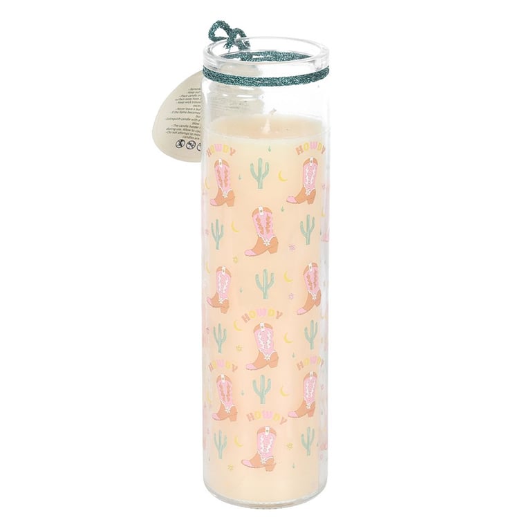 Howdy Cowboy Boot Print Floral Scented 50hr Paraffin Wax Candle