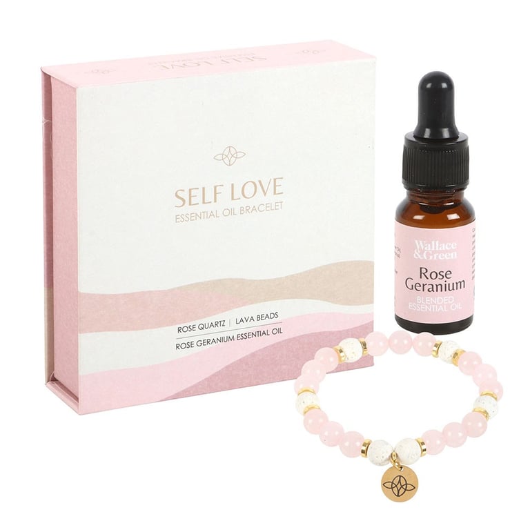 Rose Quartz Crystal Essential Oil Self Love Bracelet