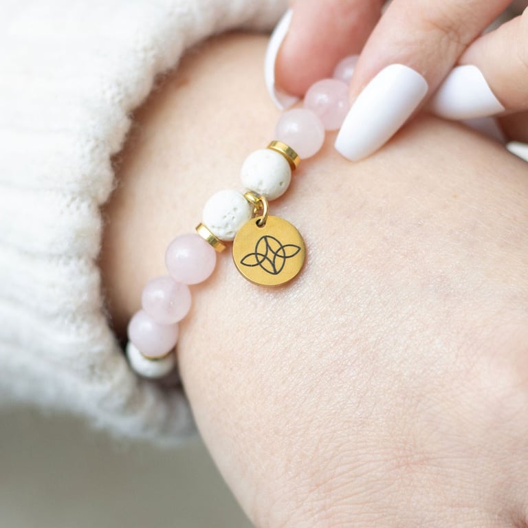 Rose Quartz Crystal Essential Oil Self Love Bracelet