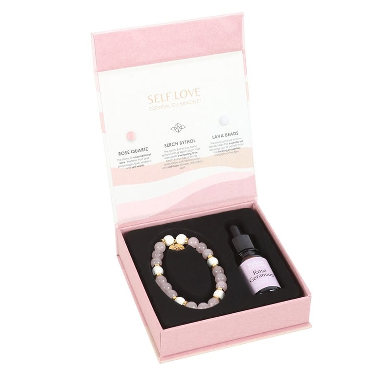 Rose Quartz Crystal Essential Oil Self Love Bracelet