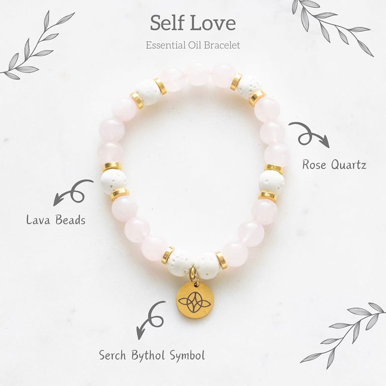 Rose Quartz Crystal Essential Oil Self Love Bracelet