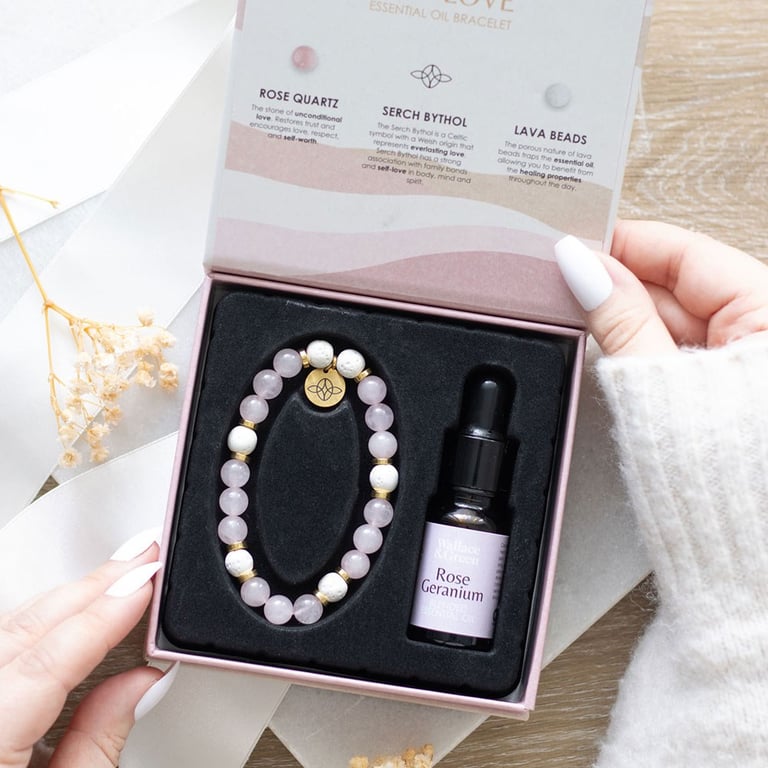 Rose Quartz Crystal Essential Oil Self Love Bracelet