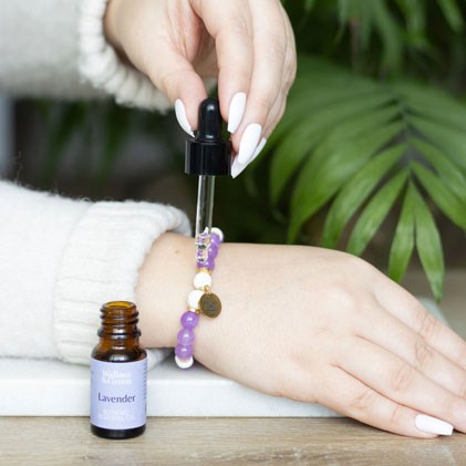 Amethyst Crystal Essential Oil Anxiety Relief Bracelet with Lavender Diffusion and Celtic Charm