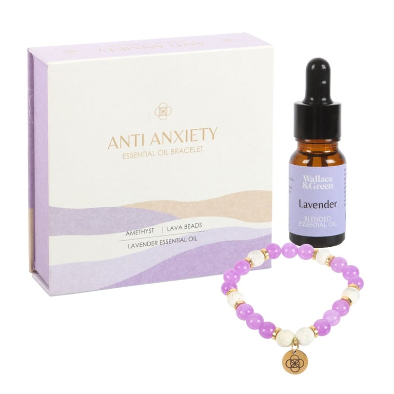 Amethyst Crystal Essential Oil Anxiety Relief Bracelet with Lavender Diffusion and Celtic Charm