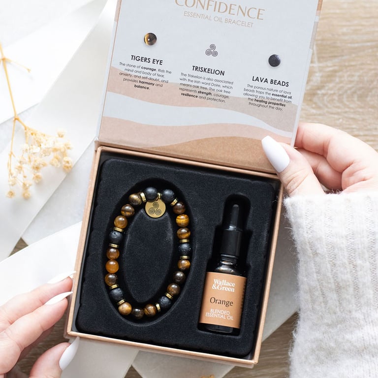 Tiger s Eye Crystal Essential Oil Confidence Boosting Aromatherapy Bracelet Gift Set