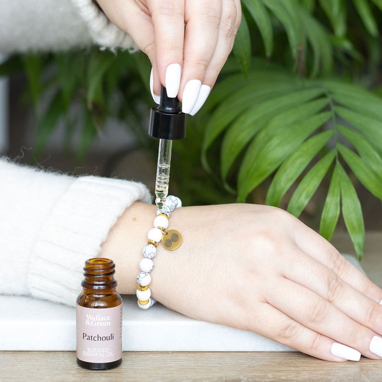 Stress Less Howlite Crystal Essential Oil Aromatherapy Bracelet