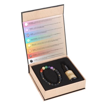 Seven Chakra Crystal Gemstone Essential Oil Diffuser Bracelet Set