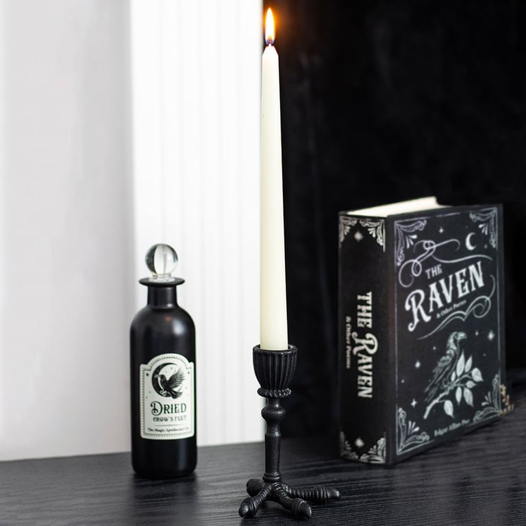 Raven Claw Taper Candle Holder - Gothic Home Decor and Halloween Decoration