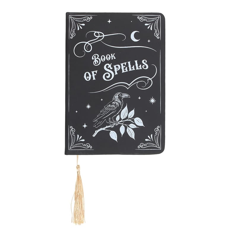 Mystic Raven Book of Spells A5 Notebook - 200 Lined Pages, Gothic Stationery for Writers & Witches