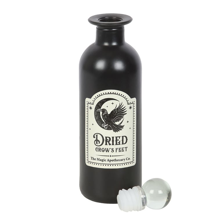 Dried Crow s Feet Decorative Glass Potion Bottle - Gothic Altar Decoration