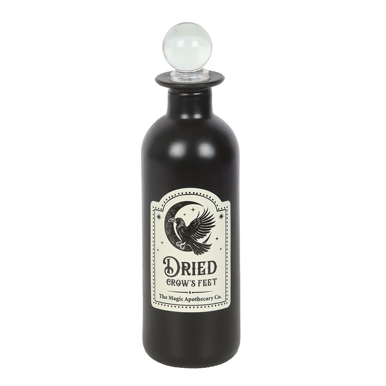 Dried Crow s Feet Decorative Glass Potion Bottle - Gothic Altar Decoration