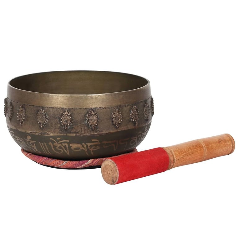 16cm Patina Finish Buddha Singing Bowl - Meditation and Energy Clearing Tool