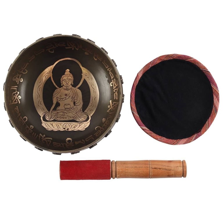 16cm Patina Finish Buddha Singing Bowl - Meditation and Energy Clearing Tool