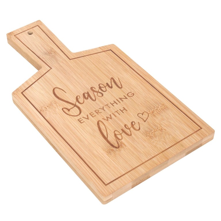 Season Everything with Love Bamboo Serving Board - Eco-Friendly Kitchen Decor & Gift Idea