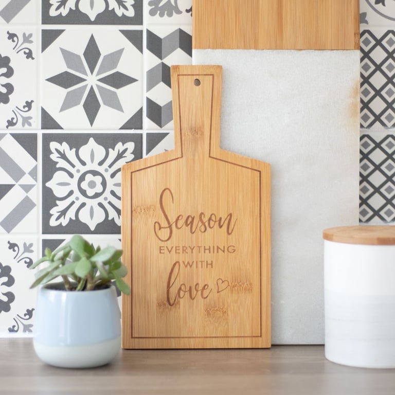Season Everything with Love Bamboo Serving Board - Eco-Friendly Kitchen Decor & Gift Idea