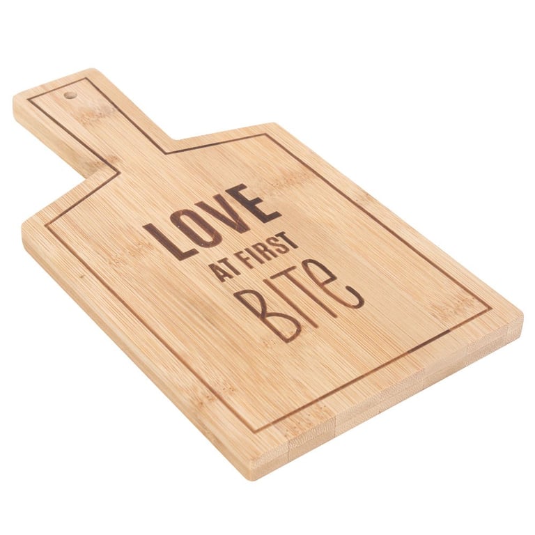 Love At First Bite Bamboo Serving Board - Eco-Friendly & Food Safe Cutting Board for Parties and Romantic Meals