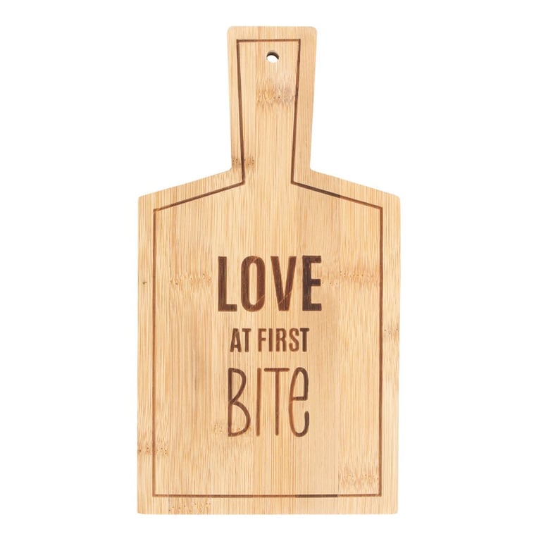Love At First Bite Bamboo Serving Board - Eco-Friendly & Food Safe Cutting Board for Parties and Romantic Meals