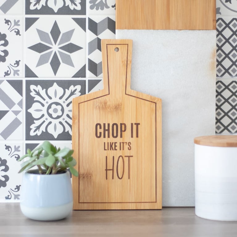 Chop It Like It s Hot Bamboo Serving Board - Eco-Friendly Kitchen Decor, Food Safe & Hand Wash Only
