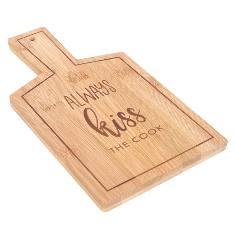 Bamboo Serving Board - Always Kiss the Cook, Eco-Friendly & Food Safe