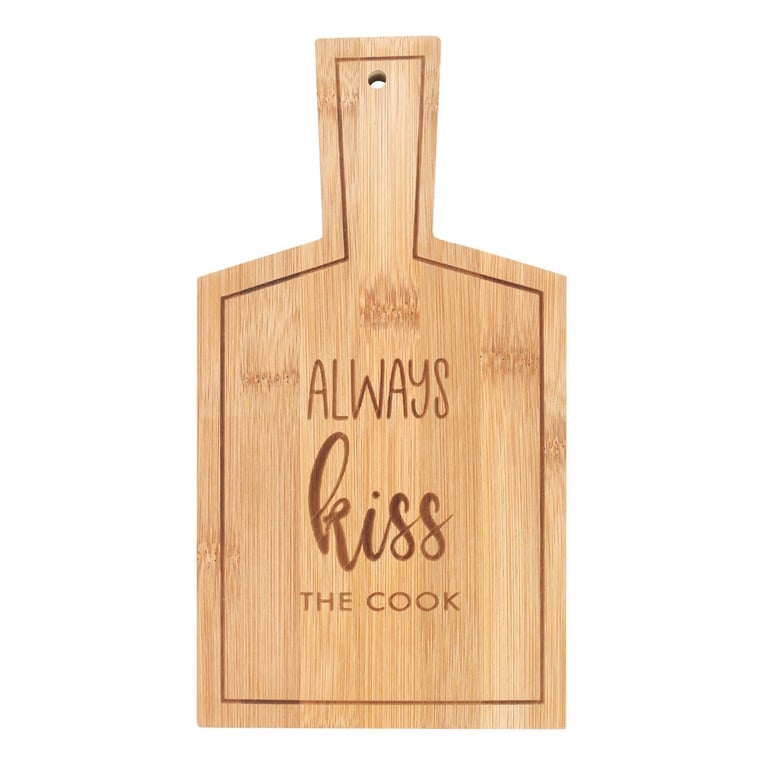 Bamboo Serving Board - Always Kiss the Cook, Eco-Friendly & Food Safe